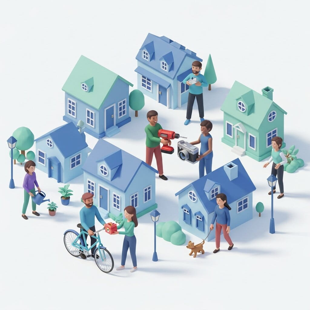 Vizinhos trocando objetos